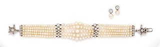 * A Victorian Multistrand Predominantly Natural Pearl and Diamond Bracelet,