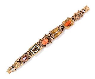 A Victorian Yellow Gold and Multi Gem Slide Bracelet, 34.80 dwts.