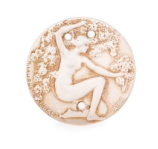 A Pressed Glass Cameo Chose Promise Medallion Pendant, Lalique, Circa 1924,