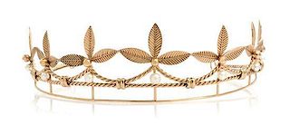 A Yellow Gold and Cultured Pearl Tiara, 42.70 dwts.