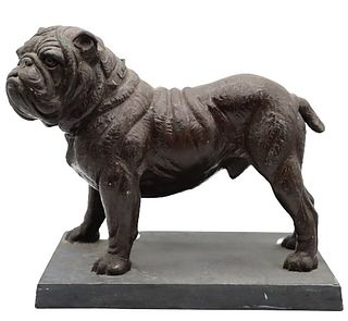 Large Bulldog Sculpture w/ Metal Base