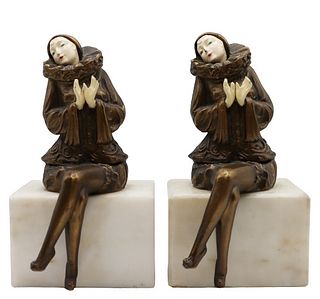 Pair of Vintage Pierrette Figurine Bookends