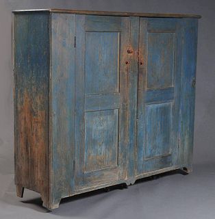 Large Country Cupboard in Original Blue Paint