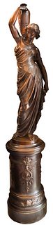 Antique Classical Large Bronze Sculpture of Female