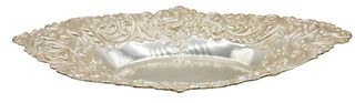 Embossed Sterling Silver Oval Dish, 12 OZT