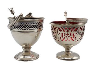 Reticulated Sterling Baskets w/ Glass Inserts