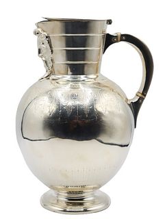 Plated Silver Pitcher w/ Facial Design on Spout