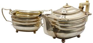 18th C English Sterling Silver Tea Pot/Waste Bowl