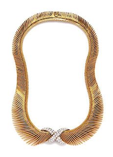 An 18 Karat Yellow Gold, Platinum and Diamond Cheveux d'Ange Necklace, Van Cleef & Arpels, France, Circa 1955, 78.00 dwts.