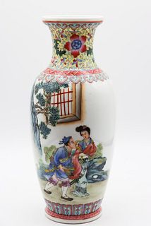 Chinese Famille Rose Figural Vase