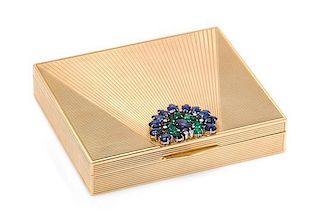 A Yellow Gold, Sapphire and Emerald Cigarette Case, Raymond Yard, 84.20 dwts.
