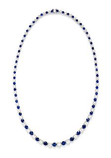 A Platinum, Sapphire and Diamond Necklace, Oscar Heyman Brothers, Circa 1959, 22.90 dwts.