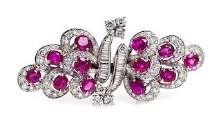 * A Pair of Platinum, Ruby and Diamond Dress Clips, Circa 1950, 16.20 dwts.
