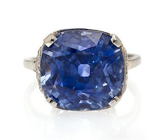 A Platinum, Sapphire and Diamond Ring, 4.40 dwts.