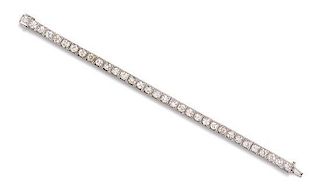* A Platinum and Diamond Line Bracelet, 16.70 dwts.