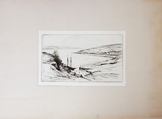 Coastal Landscape, Signed Etching, Cornwall, 1927