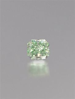 A 0.57 Carat Radiant Cut Fancy Intense Green Diamond,