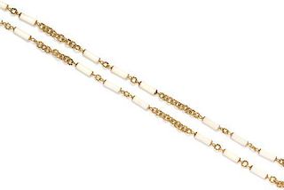 An 18 Karat Yellow Gold and White Coral Longchain, 39.70 dwts.