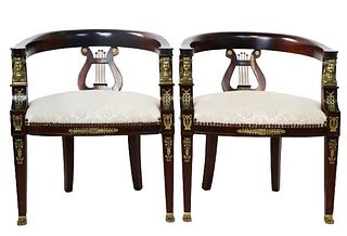 French Empire Style Bronze Mounted Chairs