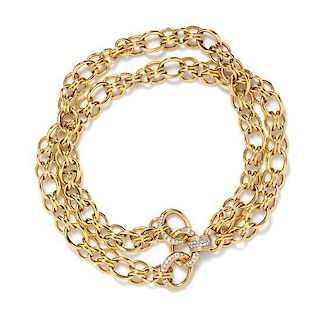 * An 18 Karat Yellow Gold and Diamond Convertible Necklace, 156.40 dwts.