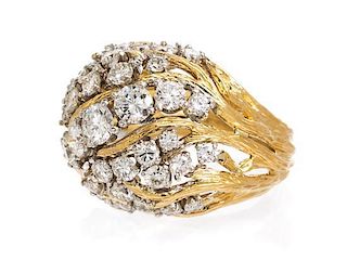 An 18 Karat Yellow Gold, Platinum and Diamond Ring, David Webb, 13.40 dwts.