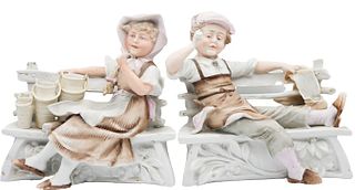(2) German Seated Porcelain Figurines