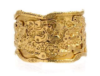 * A 22 Karat Yellow Gold Cuff Bracelet, Jean Mahie, 81.90 dwts.