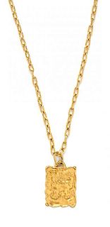 * A 22 Karat Yellow Gold Pendant and Chain, Jean Mahie, 60.00 dwts.