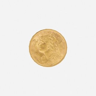 1912 B Swiss 20 Francs Gold Coin