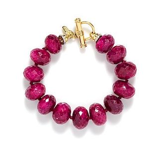 * An 18 Karat Yellow Gold, Ruby and Diamond Bracelet, Cristina Ferrare,