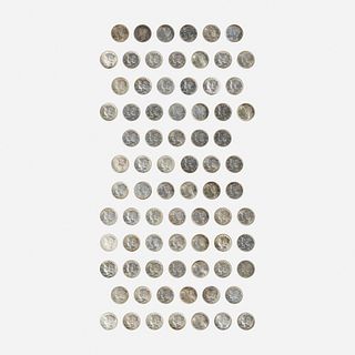 Partial Set of Seventy-Seven U.S. Mercury 10C Coins