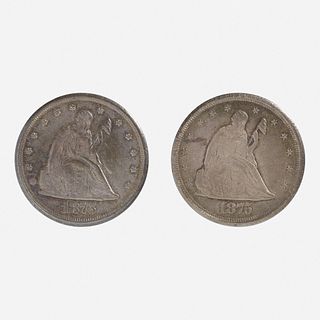 Two U.S. 1875-CC 20C Coins