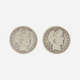 Fifty U.S. Barber 50C Coins