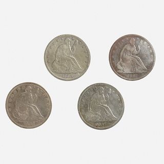 Fourteen U.S. Seated Liberty 50C Coins