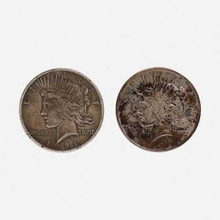 Thirty-nine U.S. Peace S$1 Coins