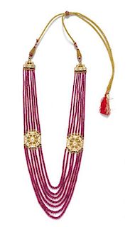 * An East Indian Ruby, Diamond and Enamel Multistrand Necklace, 75.60 dwts.