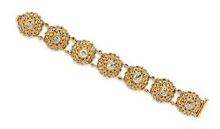 * An 18 Karat Yellow Gold and Rose Cut Diamond Bracelet, 33.45 dwts.