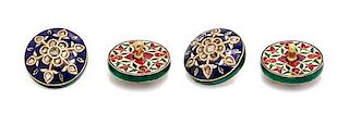 * A Collection of Diamond and Polychrome Enamel Buttons,