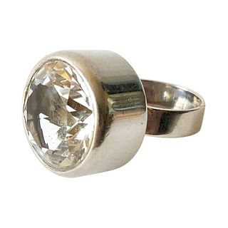 Bengt Hallberg Sterling Silver Rock Crystal Swedish Modernist Ring