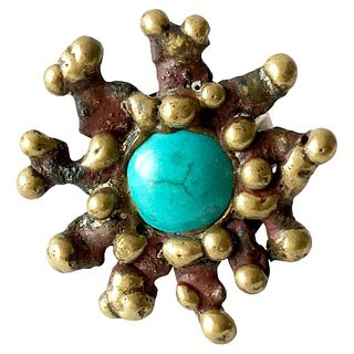 Pal Kepenyes Bronze Turquoise Mexican Modernist Ring