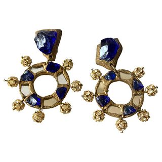 Christian Lacroix Luxe Line French Runway Glass Mirror Earrings