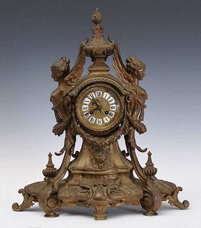 French Renaissance Style Bronze Mantle Clock
