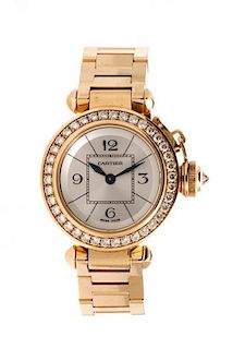 An 18 Karat Rose Gold and Diamond Miss Pasha Wristwatch, Cartier,