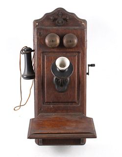 Early 1900s Kellogg Oak Wall Switchboard Telephone