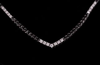 Black Diamond 14k White Gold "V" Necklace