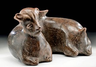 Rare Jalisco Pottery Dog Vessel w/ Curved Body