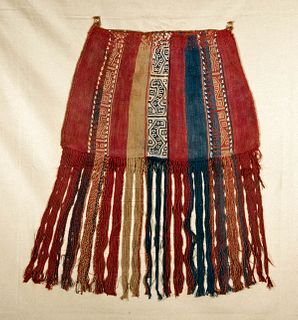 Fine Inca Polychrome Textile Tasseled Coca Bag