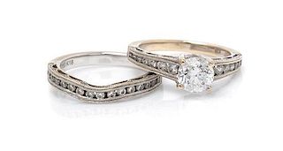 * A Collection of 18 Karat White Gold and Diamond Rings, 4.60 dwts.