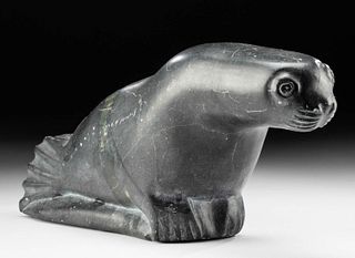 Finely Carved 20th C. Inuit Soapstone Seal