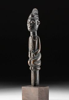 Late 19th C. Nigerian Yoruba Wooden Finial of Eshu